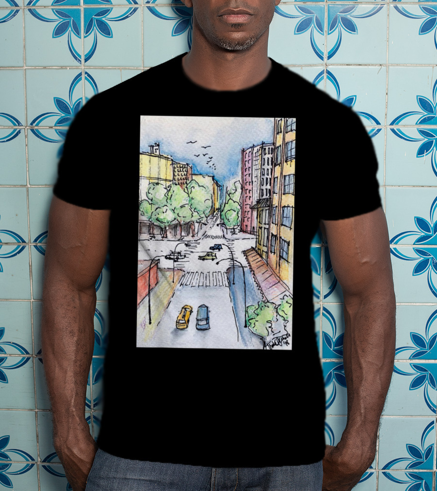 New York City Urban Street View From The Highline With Cars And Buildings T-Shirt