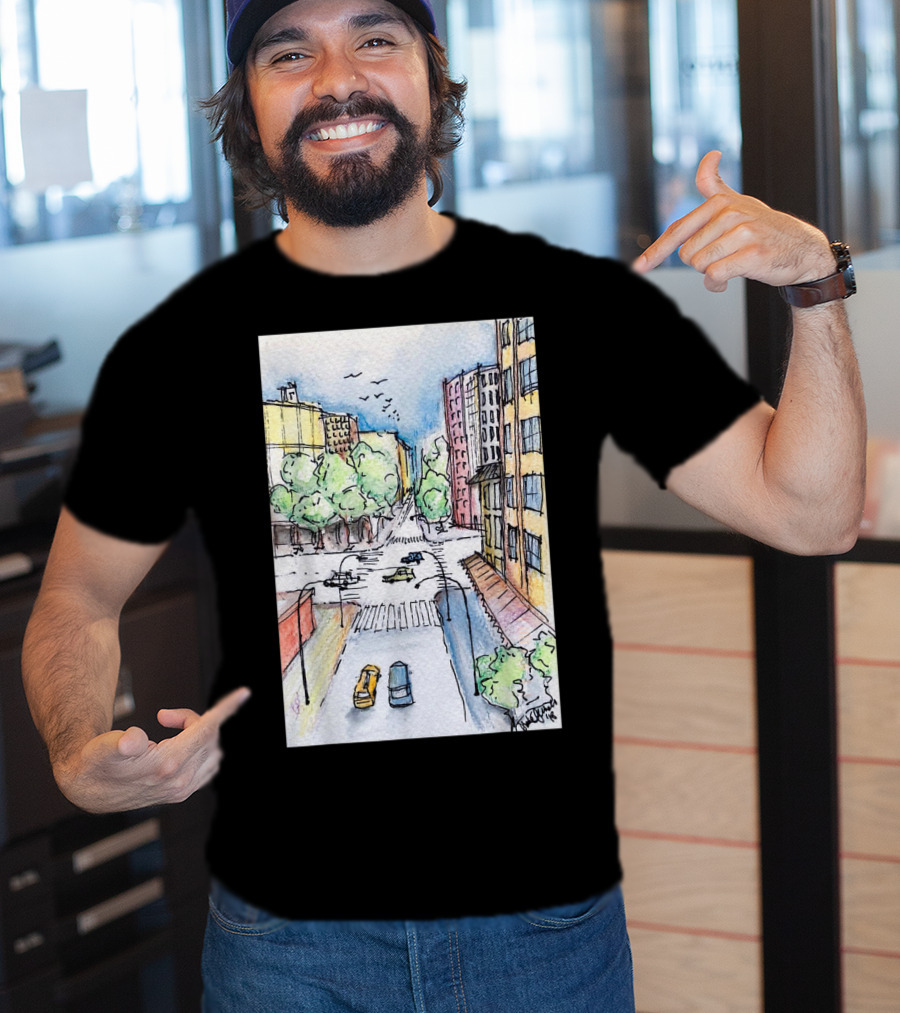 New York City Urban Street View From The Highline With Cars And Buildings T-Shirt