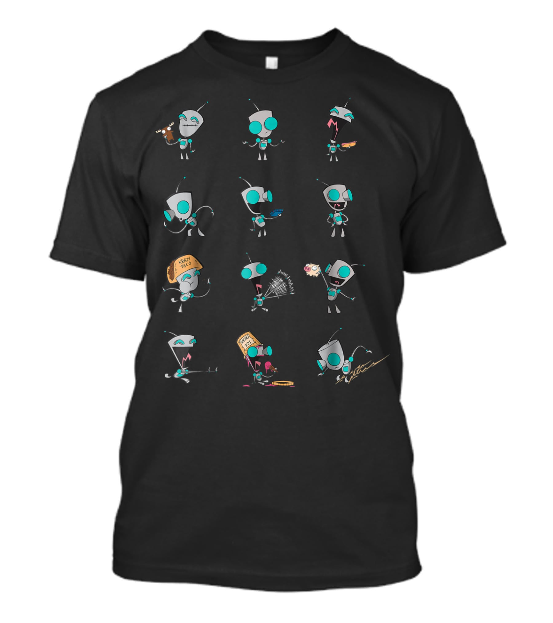 Nickelodeon Invader Zim Gir Expressive Poses With Tacos And Piggy T-Shirt