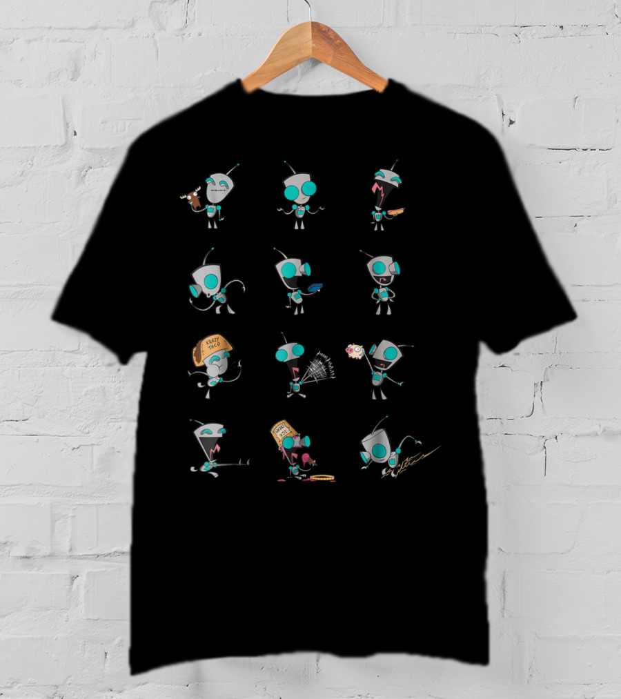 Nickelodeon Invader Zim Gir Expressive Poses With Tacos And Piggy T-Shirt