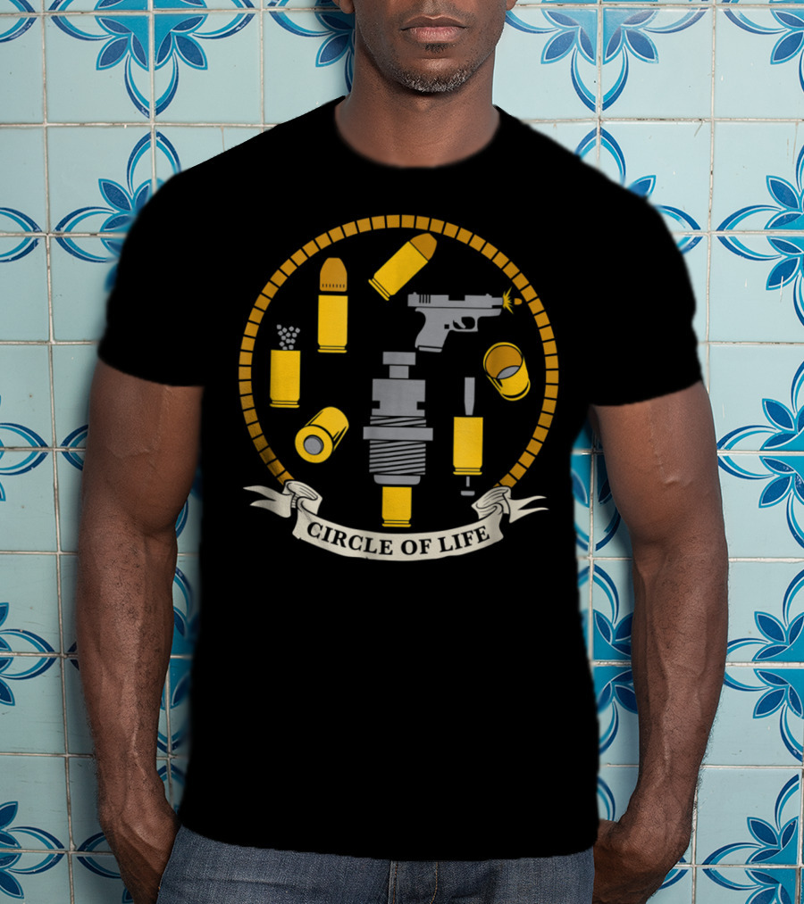 Circle Of Life Reloading Patriot Patch Co Gun Ammo Bullet Cartridge T-Shirt