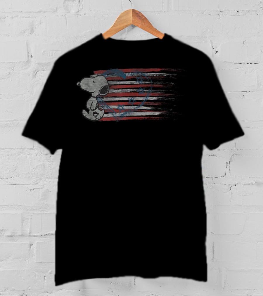 Peanuts Snoopy American Flag Heart Patriotic T-Shirt