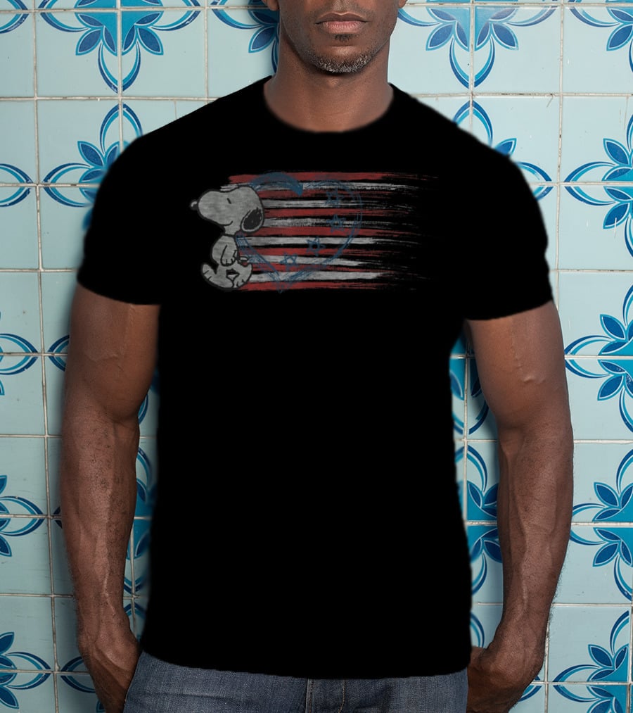 Peanuts Snoopy American Flag Heart Patriotic T-Shirt