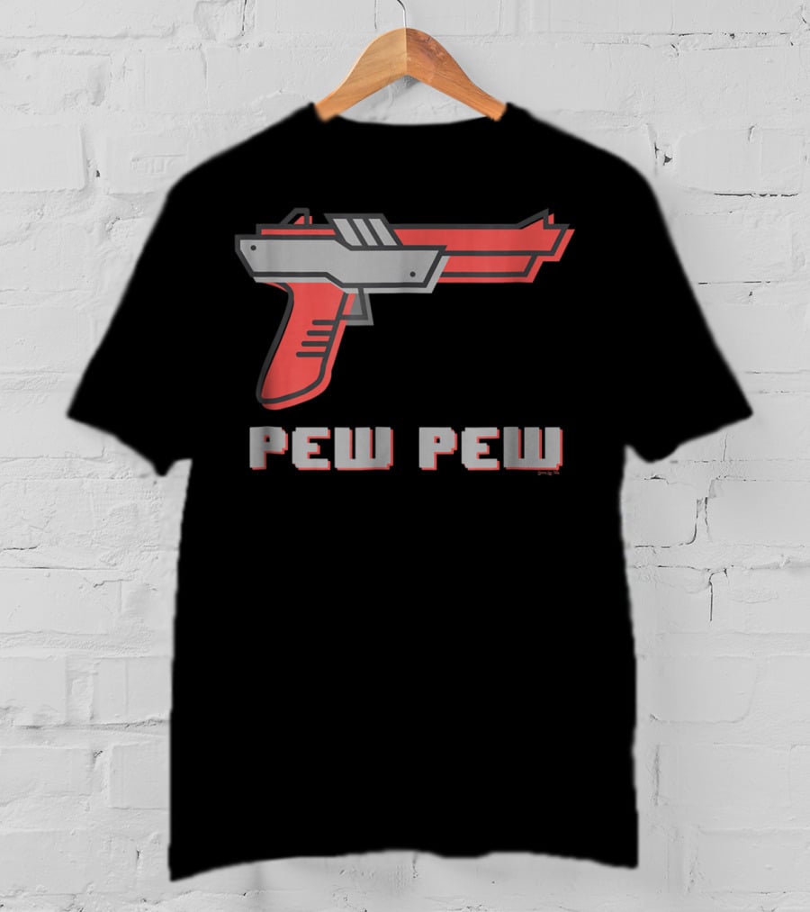 Pew Pew Retro Gaming Gun T-Shirt