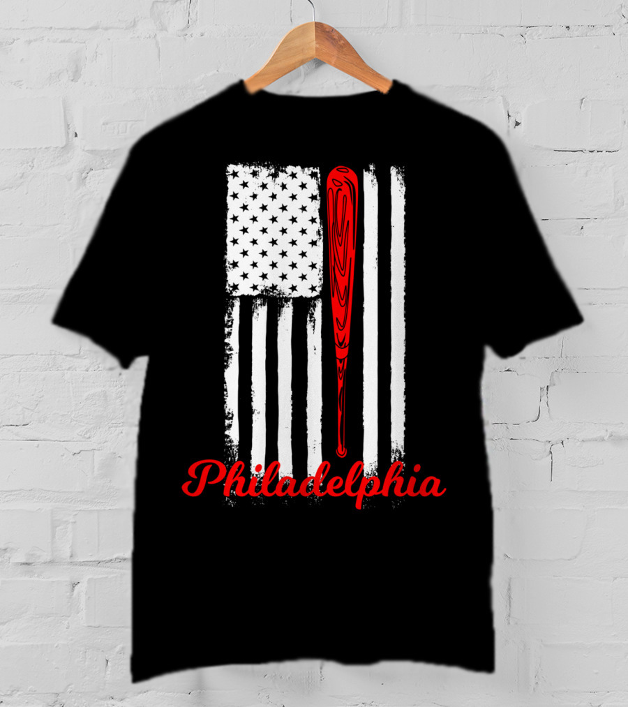 Philadelphia Baseball Flag American Bat T-Shirt