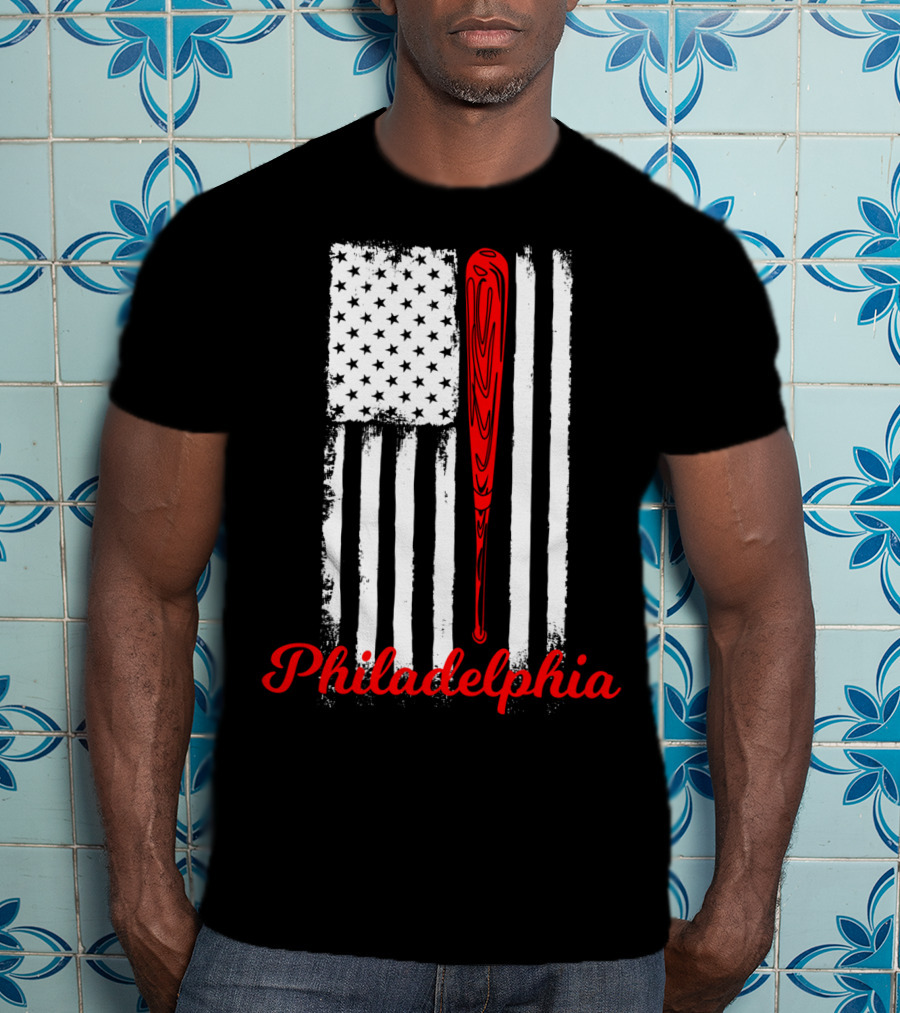 Philadelphia Baseball Flag American Bat T-Shirt