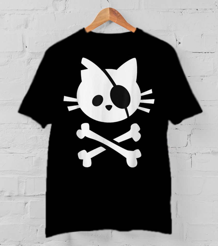 Pirate Cat Skull Crossbones T-Shirt