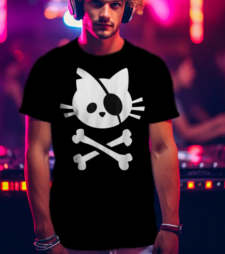 Pirate Cat Skull Crossbones T-Shirt