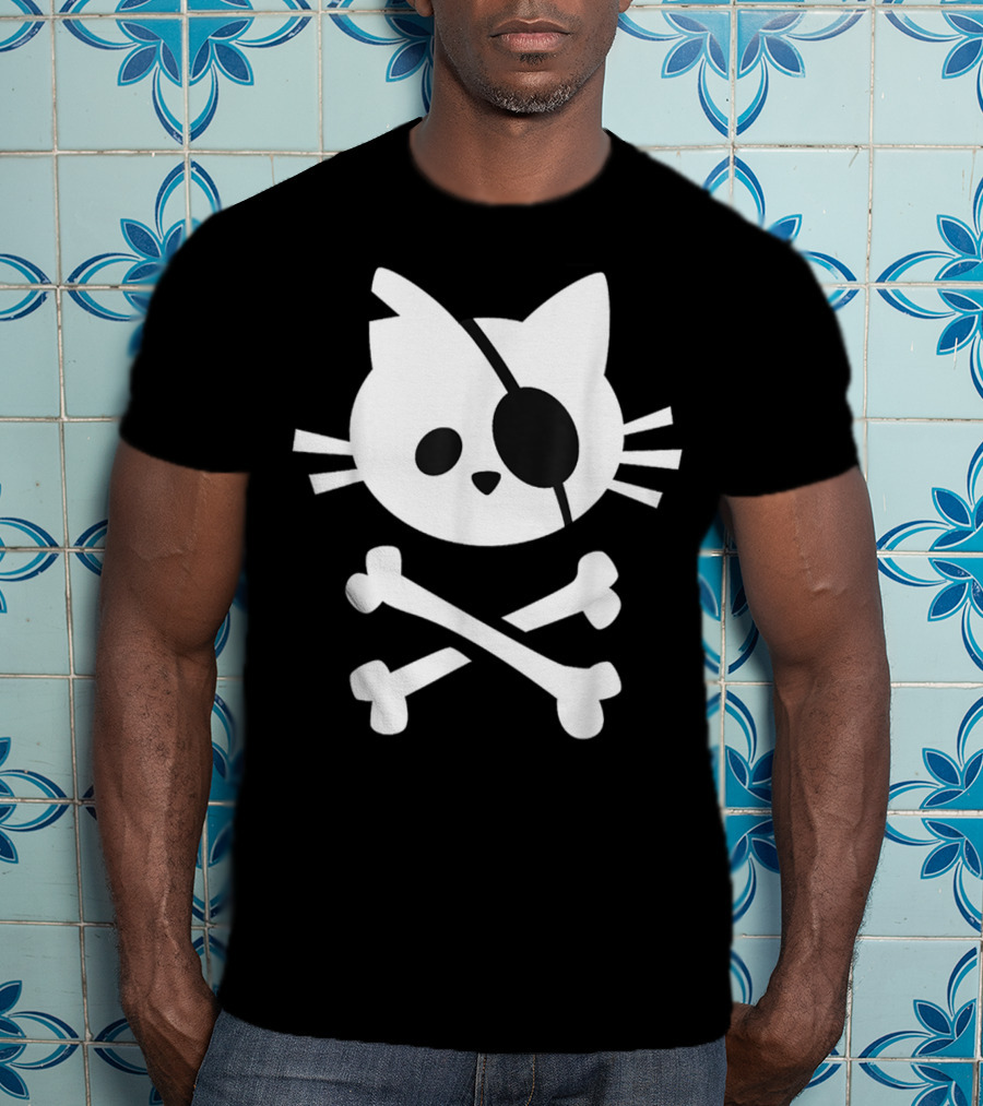 Pirate Cat Skull Crossbones T-Shirt