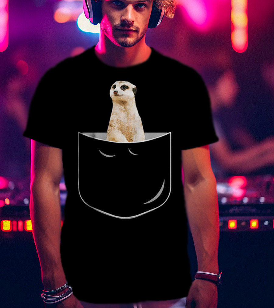Pocket Meerkat Funny Meerkat In Pocket Standing Cute Wildlife Surrogate T-Shirt