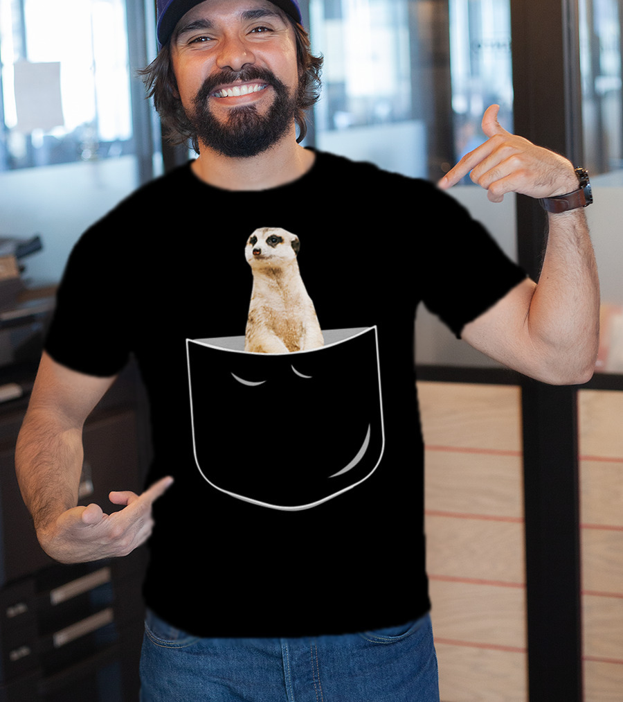 Pocket Meerkat Funny Meerkat In Pocket Standing Cute Wildlife Surrogate T-Shirt
