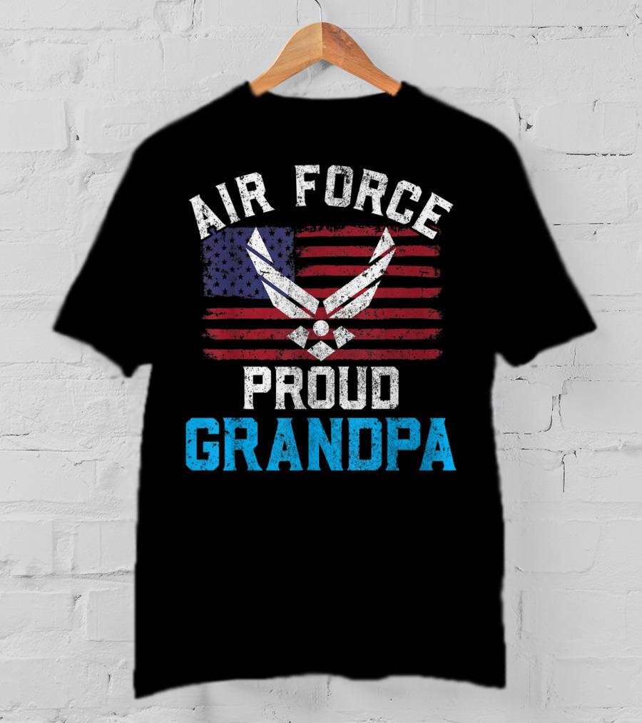 Proud Air Force Grandpa American Flag T-Shirt