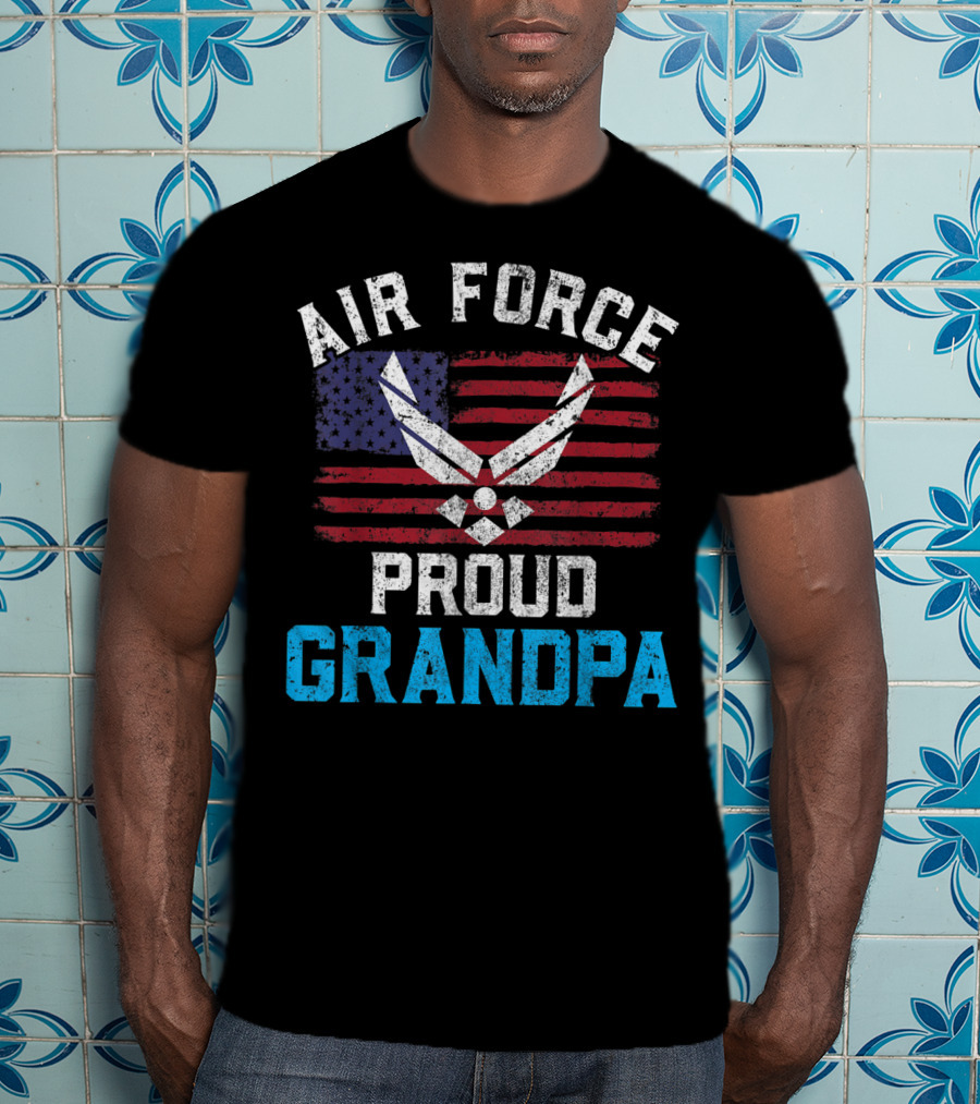 Proud Air Force Grandpa American Flag T-Shirt
