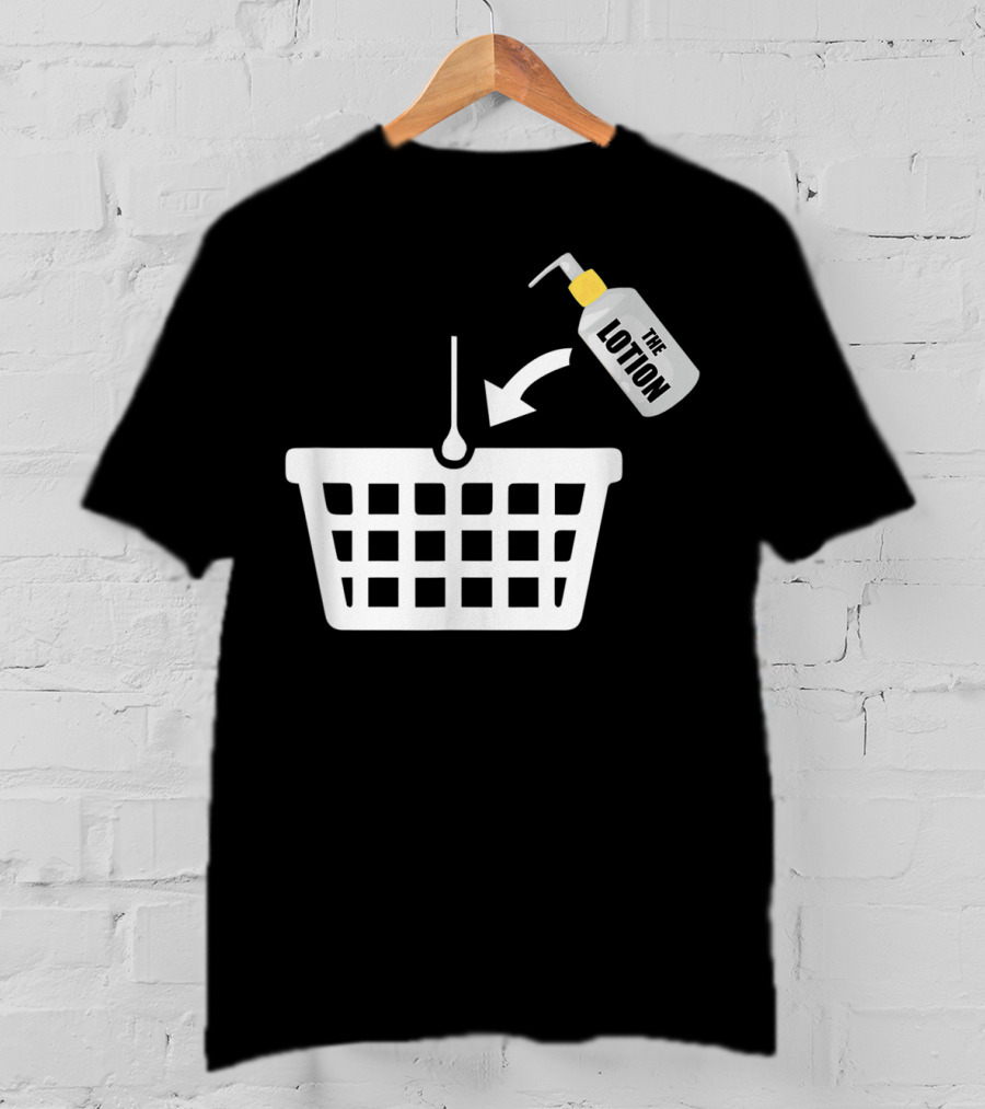 Put The Lotion In The Basket Icon With Pump Bottle And Arrow T-Shirt