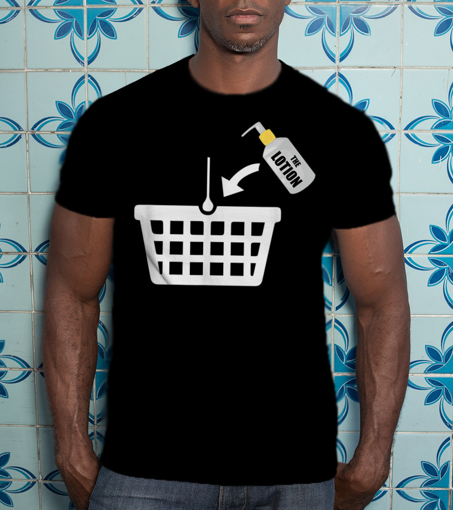 Put The Lotion In The Basket Icon With Pump Bottle And Arrow T-Shirt