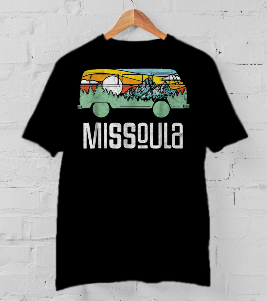 Missoula Montana Retro Hippie Van Nature Scene T-Shirt