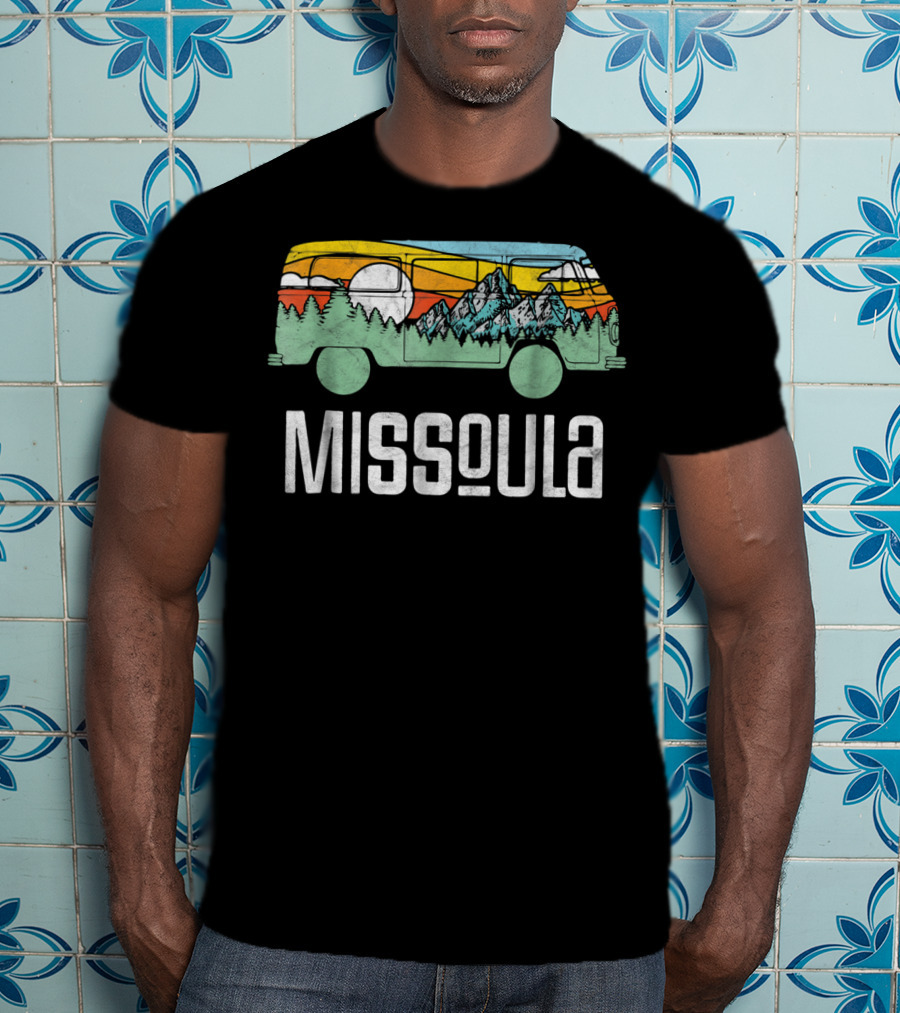 Missoula Montana Retro Hippie Van Nature Scene T-Shirt
