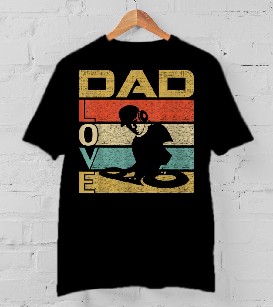 Retro Vintage Dad Love DJ Deejay Funny Father's T-Shirt