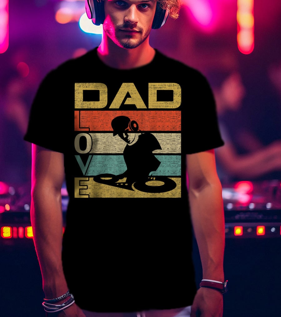 Retro Vintage Dad Love DJ Deejay Funny Father's T-Shirt