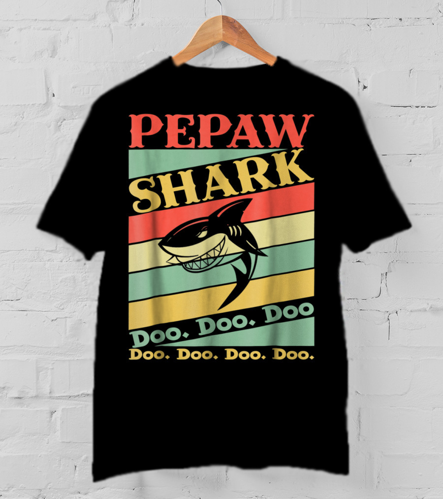 PEPAW SHARK Doo Doo Doo Retro Vintage T-Shirt