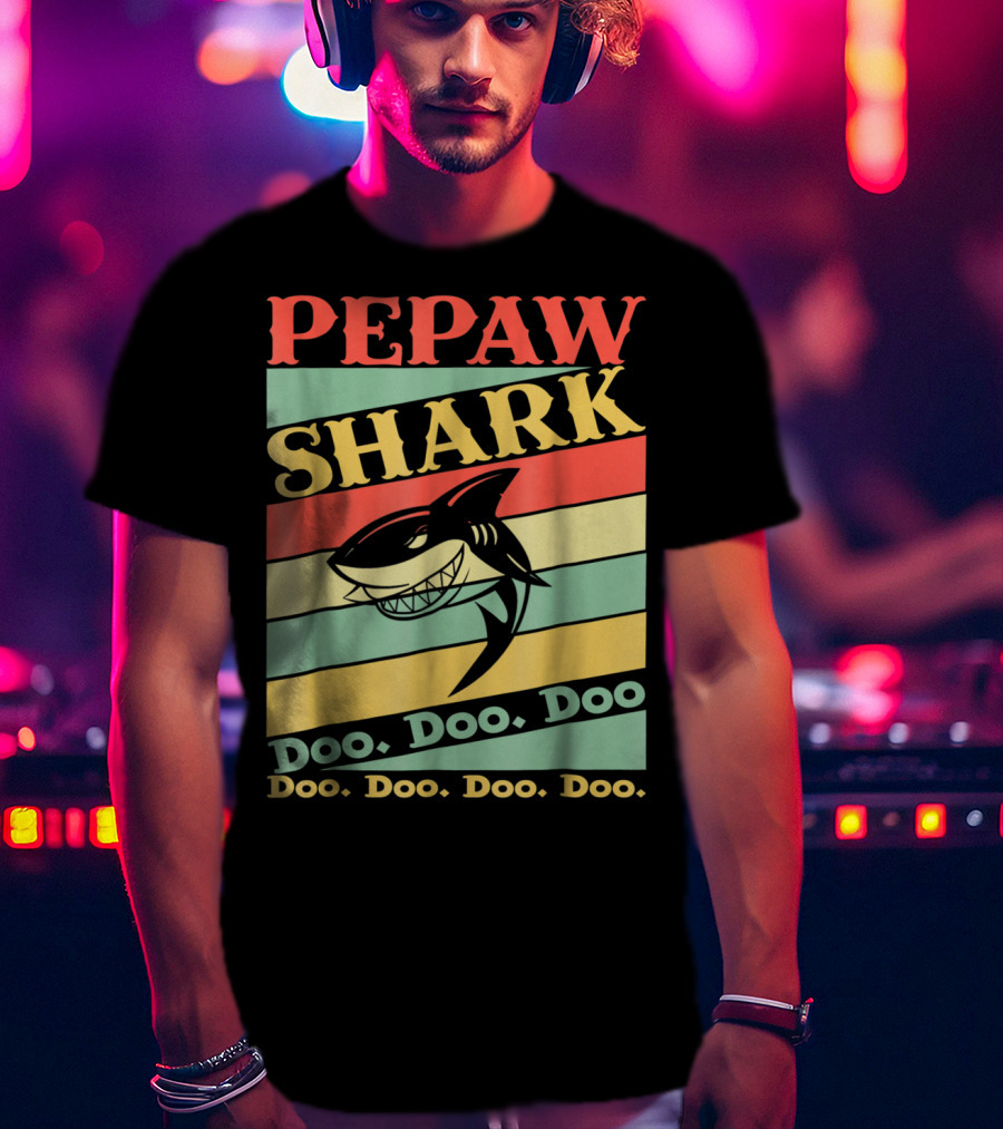 PEPAW SHARK Doo Doo Doo Retro Vintage T-Shirt