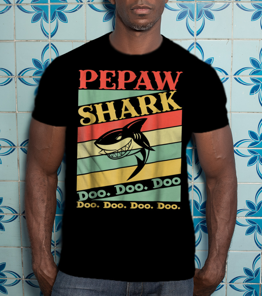 PEPAW SHARK Doo Doo Doo Retro Vintage T-Shirt