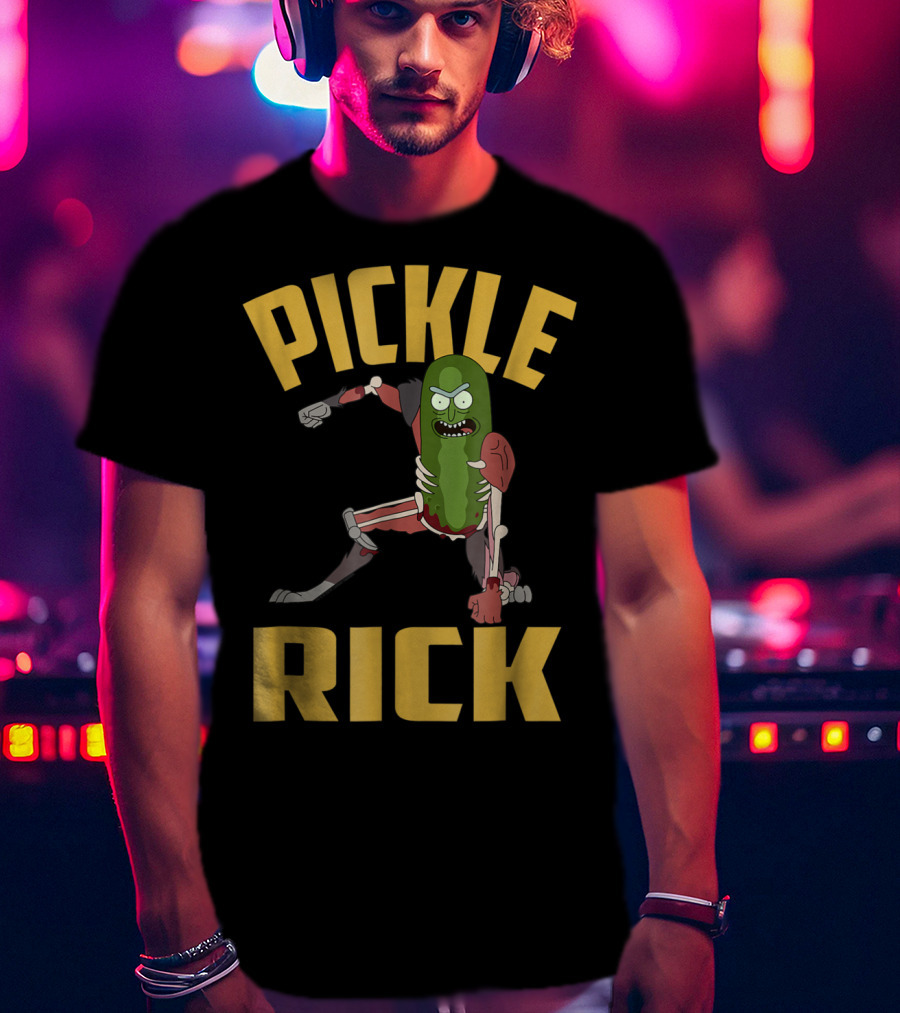 Rick And Morty Pickle Rick Punch Action Pose T-Shirt