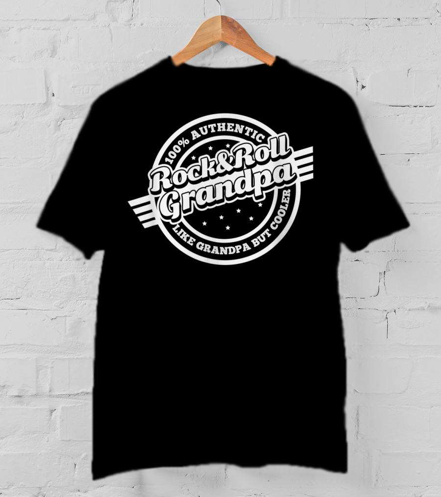 100% Authentic Rock And Roll Grandpa Like Grandpa But Cooler T-Shirt