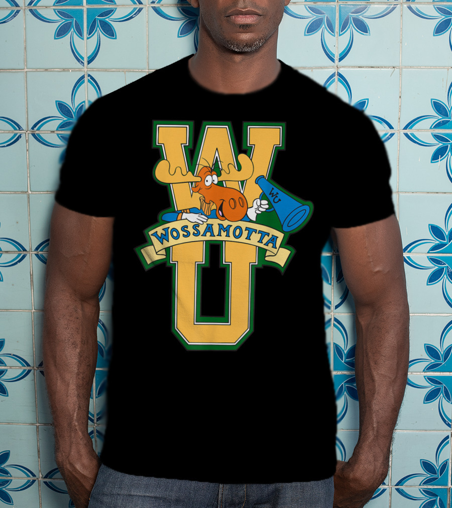 Rocky And Bullwinkle Wossamotta U WU Moose Megaphone T-Shirt