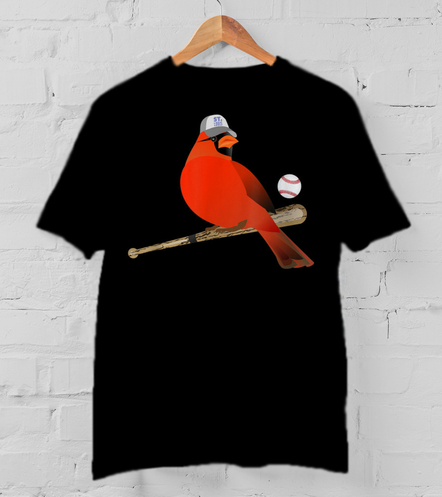 Saint Louis Red Cardinal Baseball Bat And Cap T-Shirt