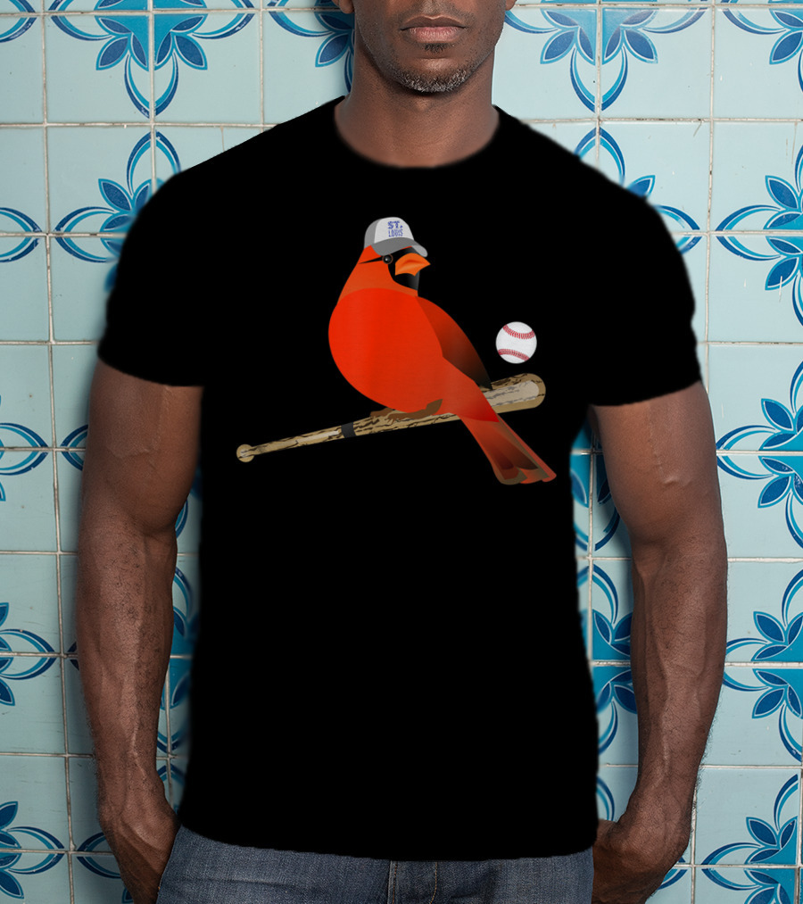 Saint Louis Red Cardinal Baseball Bat And Cap T-Shirt