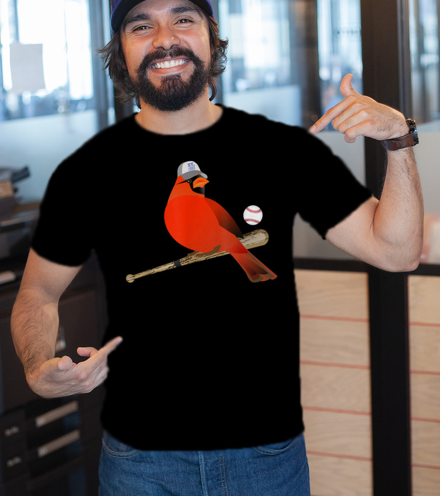 Saint Louis Red Cardinal Baseball Bat And Cap T-Shirt