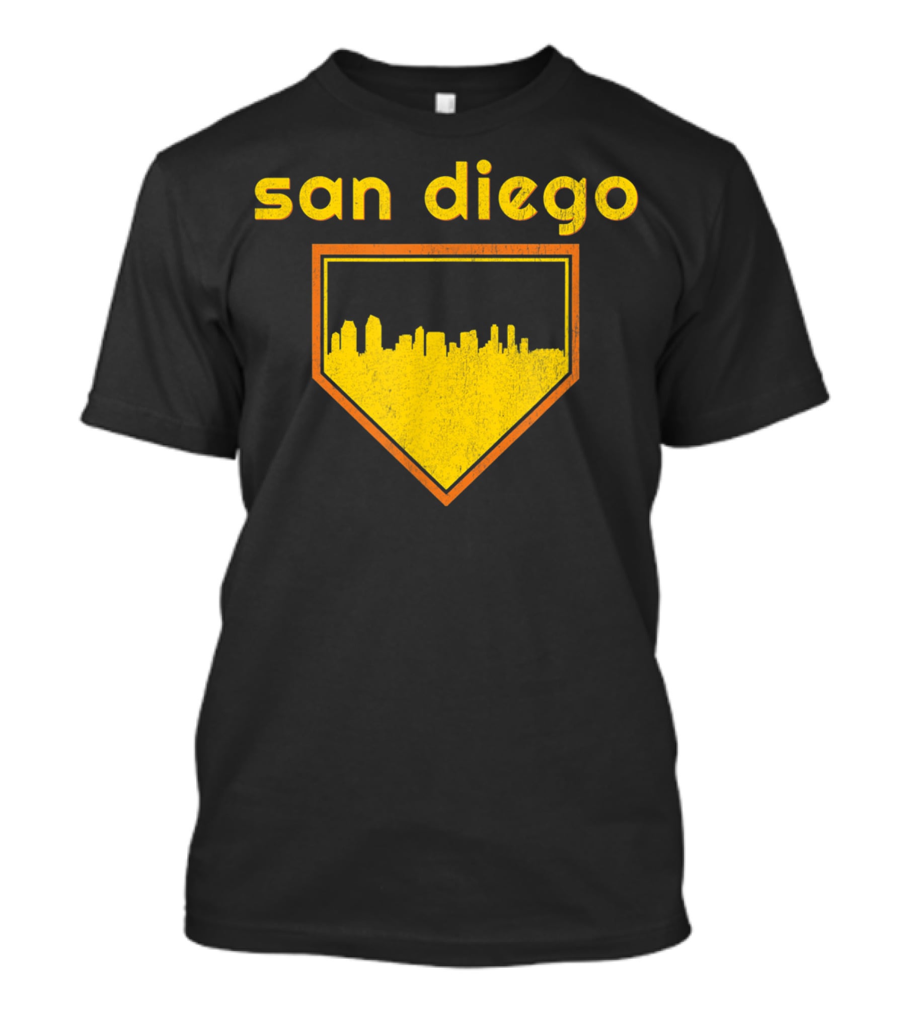 San Diego Skyline Home Plate Vintage Baseball T-Shirt