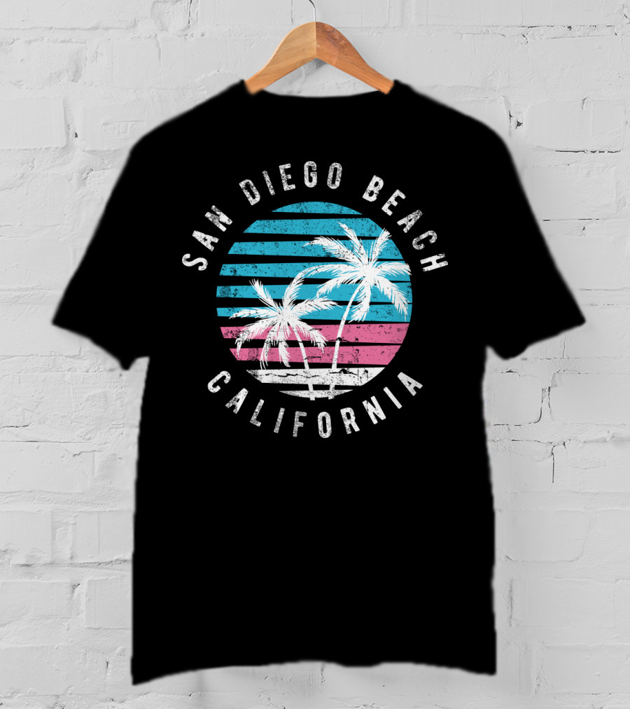 San Diego Beach California Surf Sunset Palm Trees T-Shirt