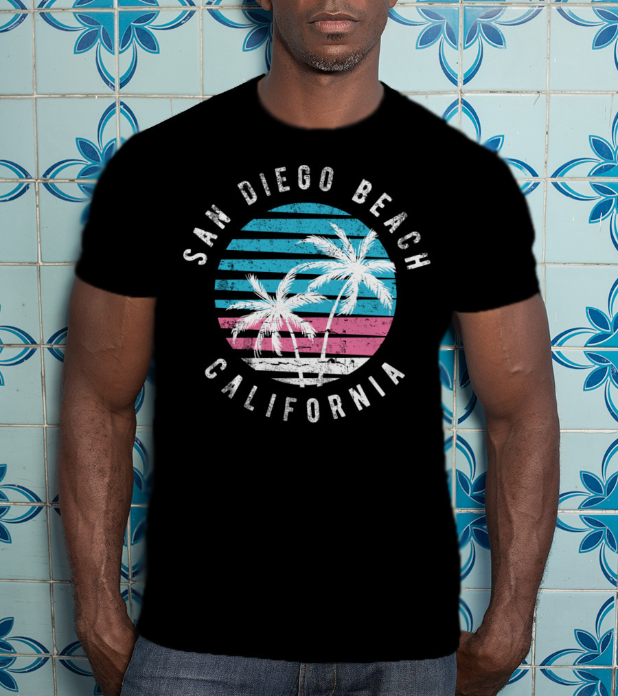 San Diego Beach California Surf Sunset Palm Trees T-Shirt
