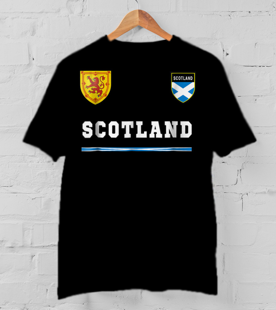 Scotland Soccer Jersey Flag With Scottish Lion And Saltire Badges T-Shirt