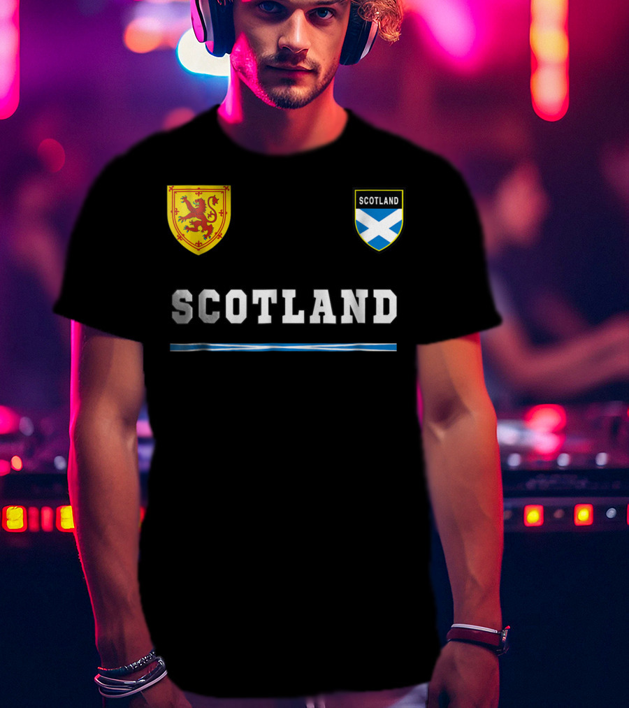 Scotland Soccer Jersey Flag With Scottish Lion And Saltire Badges T-Shirt