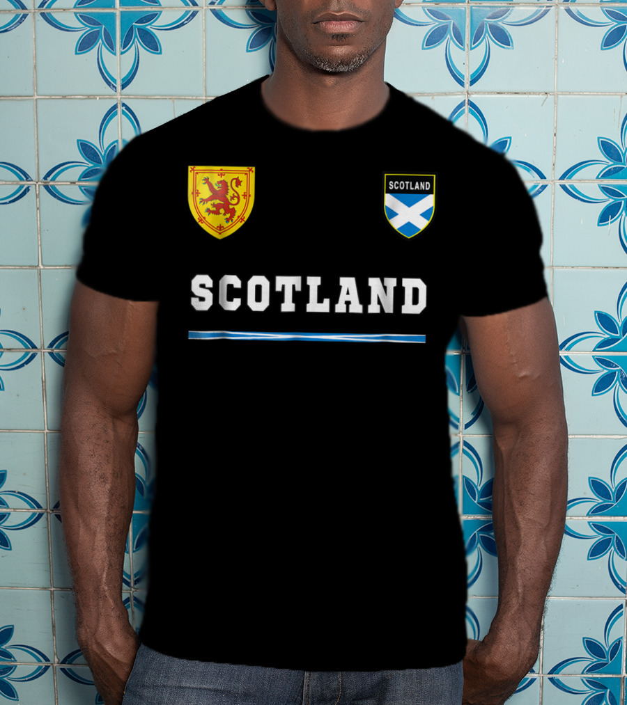 Scotland Soccer Jersey Flag With Scottish Lion And Saltire Badges T-Shirt