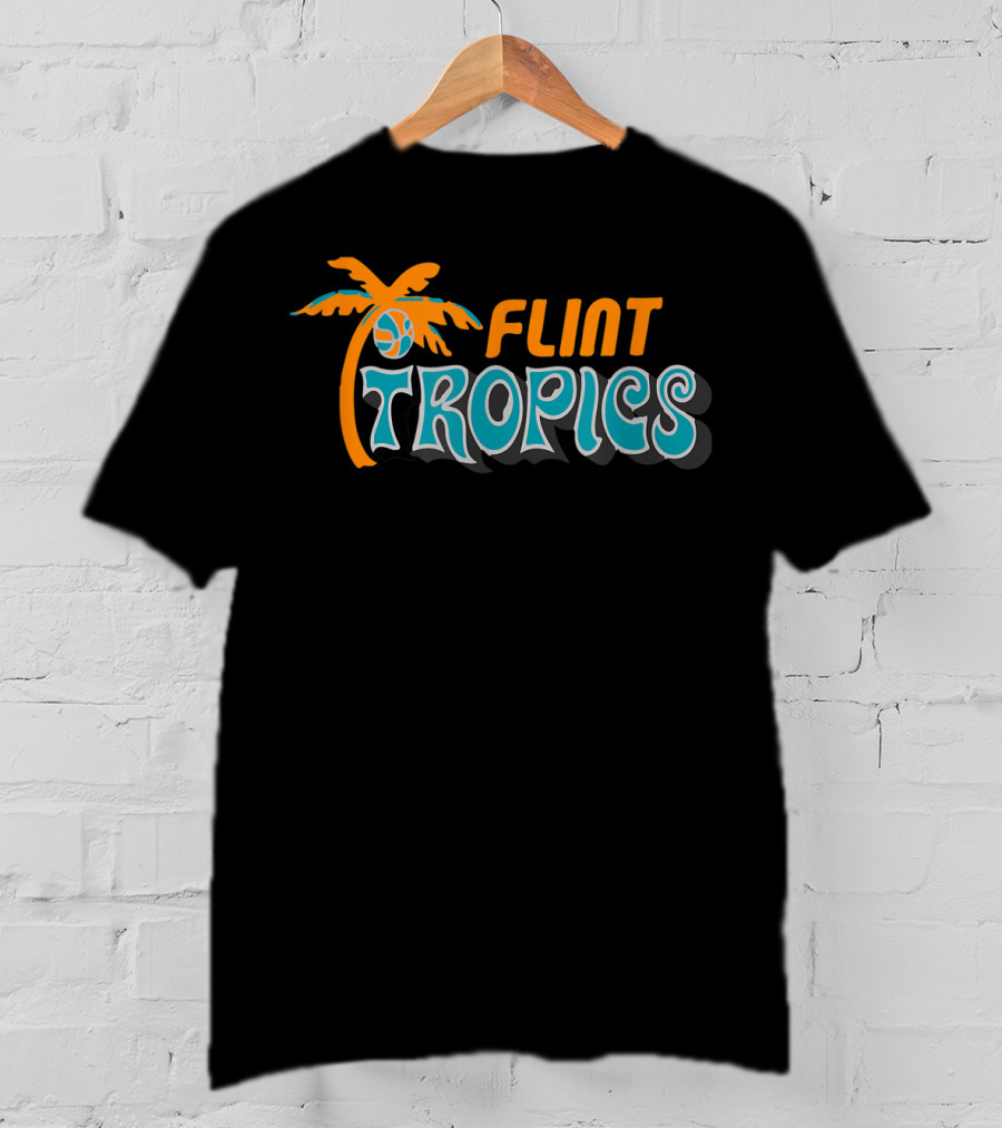 Semi Pro Jackie Moon Flint Tropics Basketball Logo Palm Tree T-Shirt