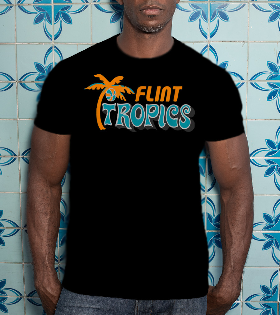 Semi Pro Jackie Moon Flint Tropics Basketball Logo Palm Tree T-Shirt
