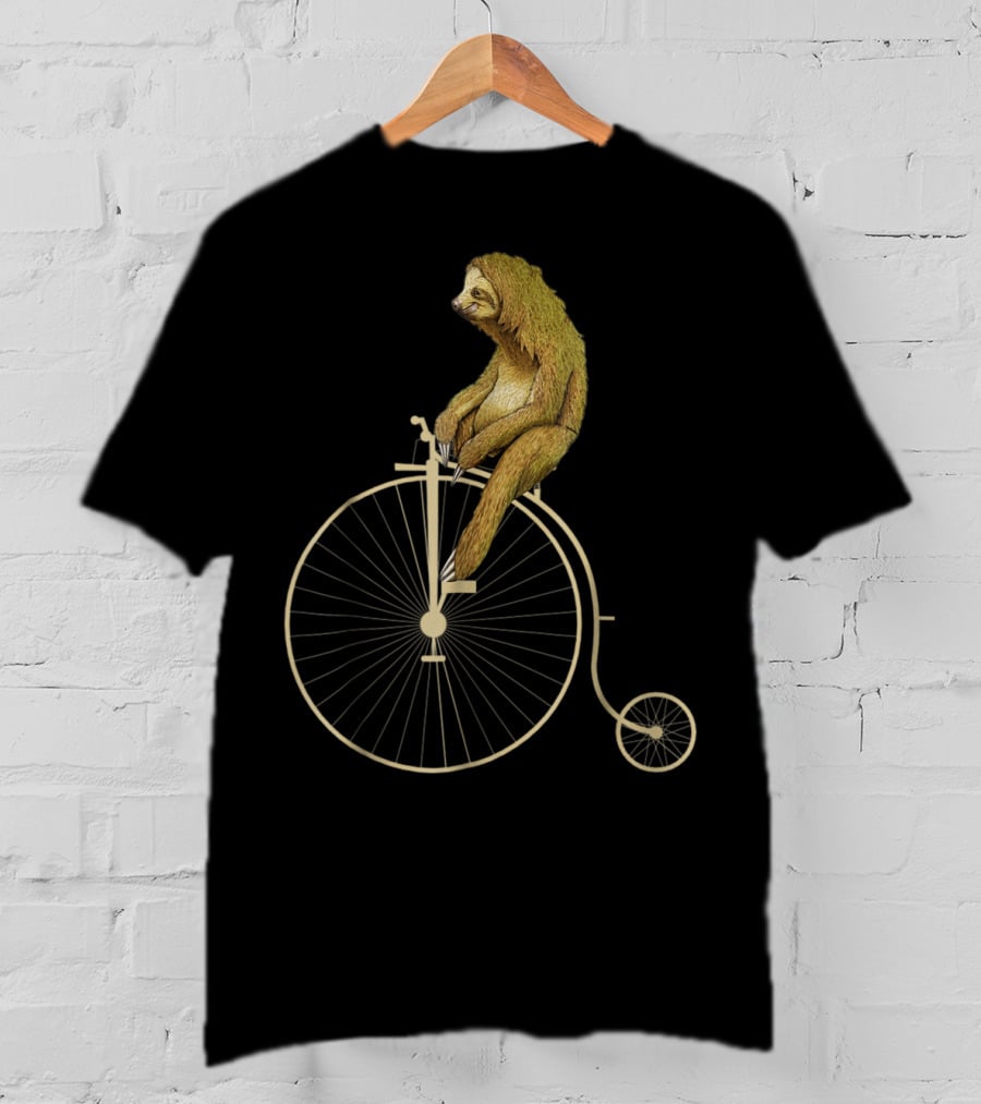 Sloth Riding A Vintage Penny Farthing Bicycle T-Shirt