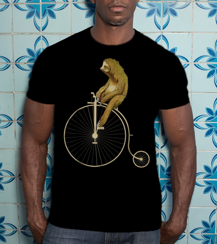 Sloth Riding A Vintage Penny Farthing Bicycle T-Shirt