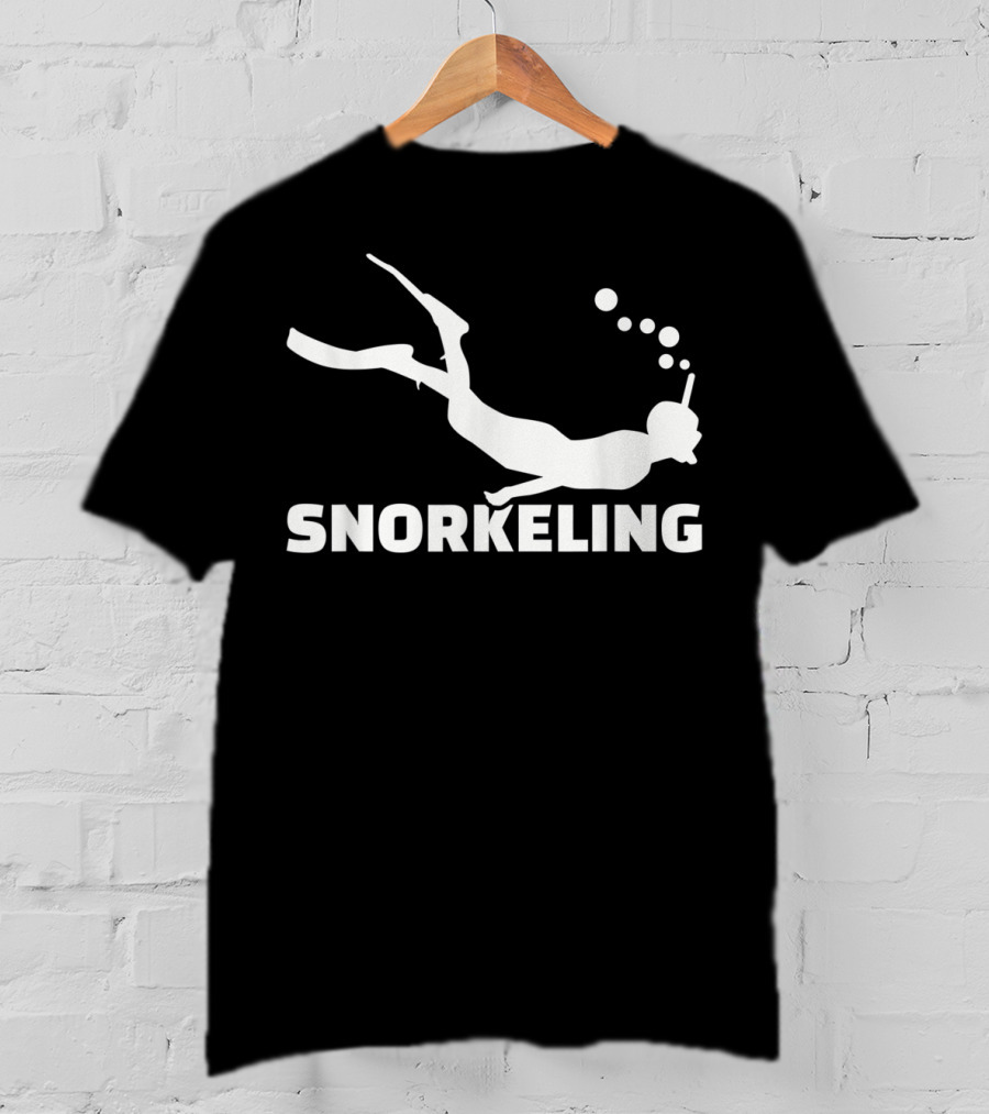Snorkeling Diver Silhouette With Bubbles T-Shirt