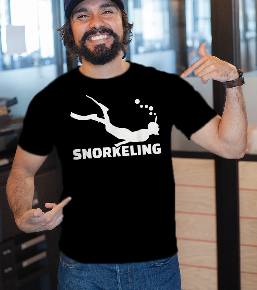 Snorkeling Diver Silhouette With Bubbles T-Shirt