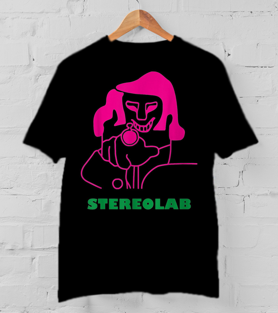 Stereolab Pink Abstract Figure Holding Stopwatch T-Shirt
