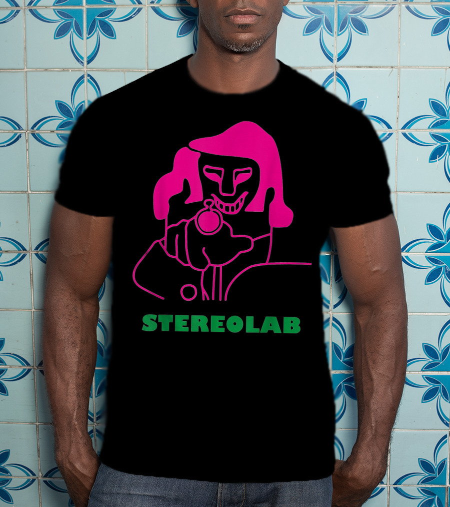 Stereolab Pink Abstract Figure Holding Stopwatch T-Shirt