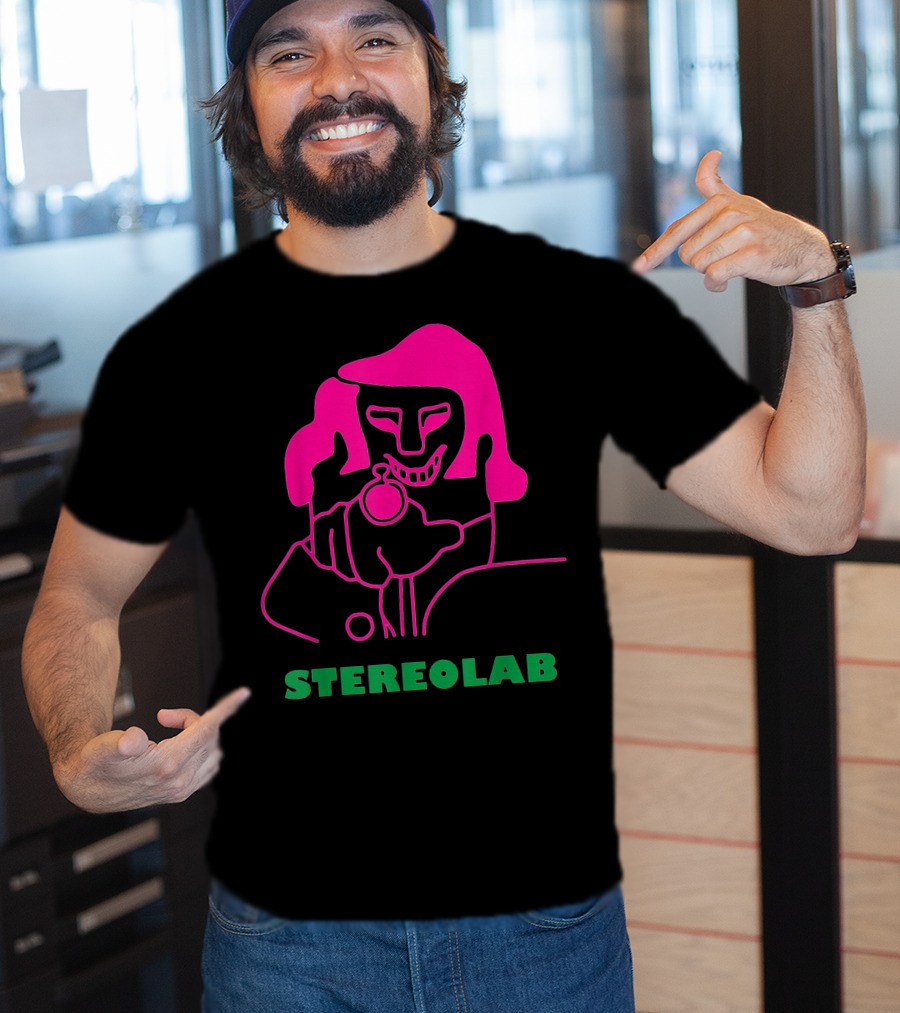 Stereolab Pink Abstract Figure Holding Stopwatch T-Shirt
