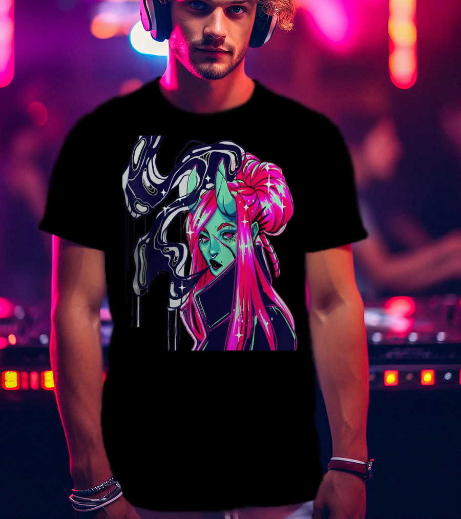 Angel Demon Neon Fantasy Comic T-Shirt