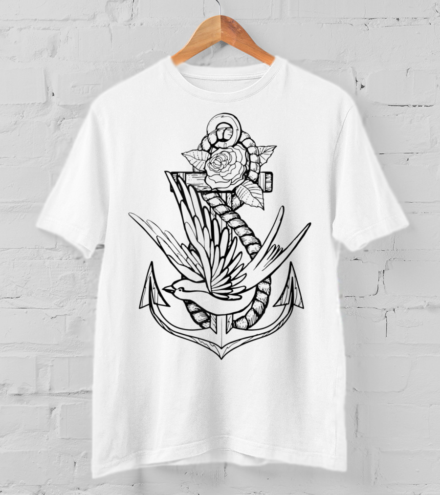 Tattoo Style Anchor Swallow Infinity T-Shirt