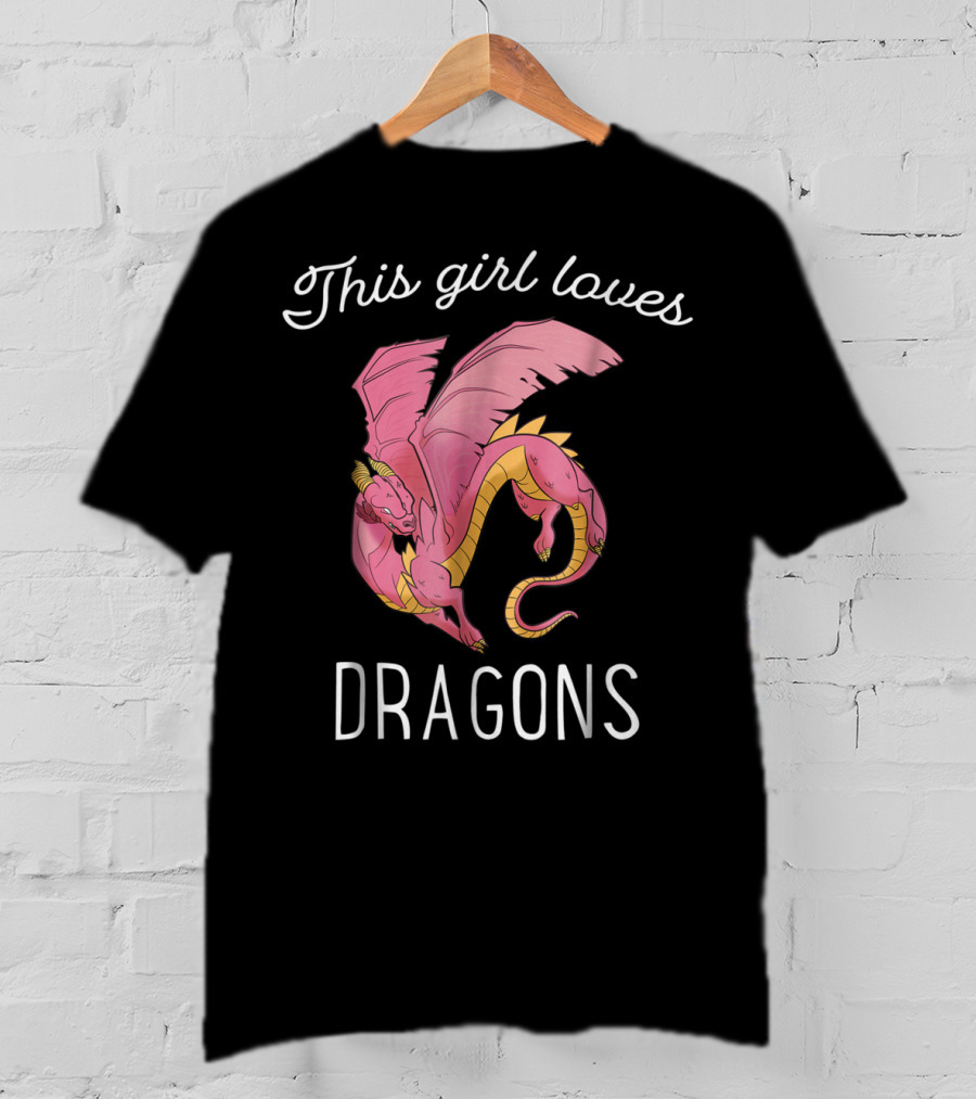 This Girl Loves Dragons Cute Pink Flying Dragon T-Shirt